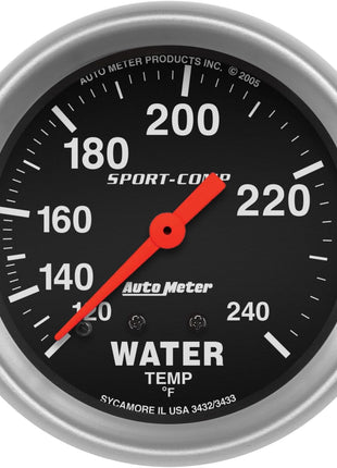 Auto Meter 3432 Sport-Comp Mechanical Water Temperature Gauge