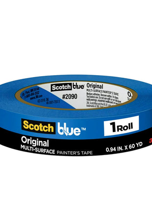 ScotchBlue Original Multi-Surface Painters Tape, 1 Inch Wide (0.94 in. x 60 Yds), 1 Roll, Blue Paint Tape Protects Surfaces and Removes Easily, Masking Tapes for Indoor and Outdoor Use (2090-24NC)