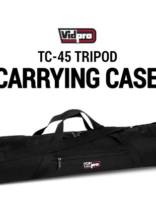 VidPro TC-45 Tripod Carrying Case - Heavy Duty Nylon Bag with Shoulder Straps and Handles - Compact Case with Full Length Zippered Closure Plus External Pocket Fits Tripod with Head up to 45 Inches