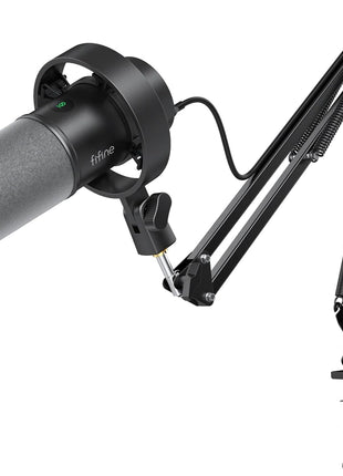 FIFINE K688 Podcast Microphone Kit, USB/XLR Dynamic Microphone with Boom Arm for PC/XLR Mixer, Gaming Mic with Mute Button, Headphone Jack for Vocal, Voice-Over, Streaming, Music Recording -K688CT