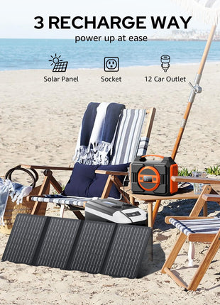 Solar Powered Generator 300W Rated, Portable Solar Generator Power Station with Solar Panels 40W Included, 220Wh Sola Power Bank with AC Outlet 110V Pure Sine Wave for Home Use Camping Outdoor