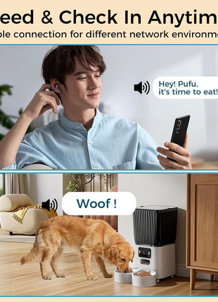 Automatic Cat Feeder with Wide-Angle Camera, 5L(Double-Bowl pro) | Auto Dog Food Dispenser , App Control, 1080P Night Vision,Motion Detection, Two-Way Audio, Large Hopper, Feeding Timer