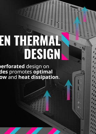 Cooler Master Q300L V1 Micro-ATX PC Case, High Airflow, Transparent Panel | 360mm Graphics Card Support, 240mm AIO Support, Micro-ATX Motherboard, Magnetic Dust Filters, Modular I/O Panel