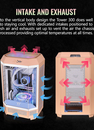 Thermaltake Tower 300 Summer Edition Peach Fuzz Micro-ATX Case; 2x140mm CT Fan Included; Supports Up to 420mm Radiator; Horizontal Display Capable; CA-1Y4-00SKWN-00; 3 Year Warranty