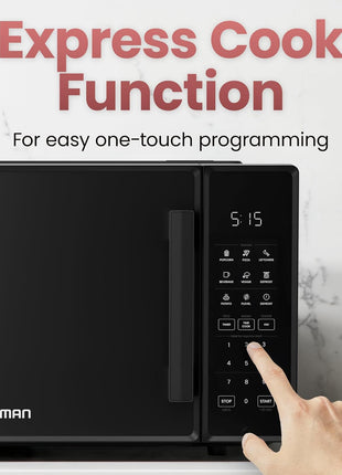 Chefman Countertop Microwave Oven 1.1 Cu. Ft., 1000 Watts with 10 Power Levels, 6 Cooking Presets with One-Touch Express Cook, Eco Mode, Child Safety Lock, & Mute Button - Black