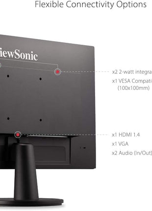 ViewSonic VA2447-MH 24 Inch Full HD 1080p Monitor with 100Hz, FreeSync, Ultra-Thin Bezel, Eye Care, HDMI, VGA Inputs for Home and Office