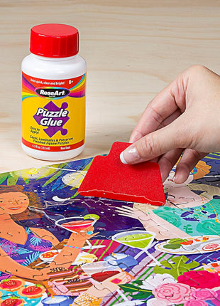 RoseArt Jigsaw Puzzle Glue with Applicator - Saves, Laminates and Preserves Finished Jigsaw Puzzles - Easy to Apply, Dries Quick, Clear & Bright