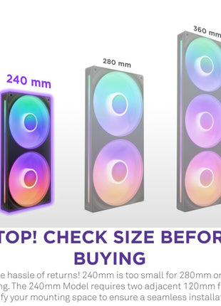 NZXT F240 RGB Core - 240mm Single-Frame RGB Fan Unit - Black | 240mm single-frame unit with two 120mm RGB fans on one cable. Speed and lighting controlled through CAM.