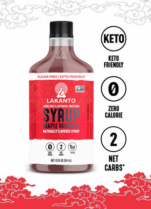 Lakanto Sugar Free Maple Syrup With Monk Fruit & Erythritol For Pancakes, Waffles, Oatmeal, Coffee, Tea, Granola, Frosting & Dressing, Zero Sugar, Keto, Vegan, Gluten Free, 1 G Net Carbs, 13 Fl Oz