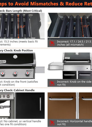 15.3 inch Flavorizer Bars for Weber Spirit 300 & GS4 II 300 Series, Spirit E310 E315 E320 E330 S310 S315 S320 S330 Grills with Front Control Knobs, Spirit 310 Replacement Parts for Weber 7636 69797 68843