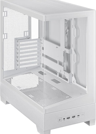 ASUS A31 White ATX Mid-Tower Gaming Case, Dual Tempered Glass, Frameless, BTF Hidden Connectors, 360 AIO Support, Angled Base, ARGB, Optimized Airflow, Seamless Cable Management, 2 Year Warranty