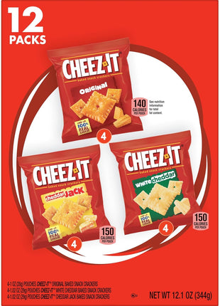 Cheez-It Cheese Crackers, Baked Snack Crackers, Lunch Snacks, Variety Pack, 12.1oz Box (12 Packs)