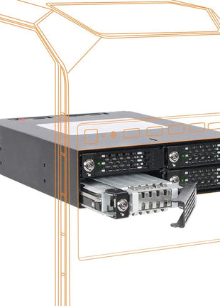 ICY DOCK 4 Bay 2.5in SAS/SATA HDD/SSD Mobile Rack Enclosure for 5.25" Bay (with Keylock) | ToughArmor MB994SK-1B