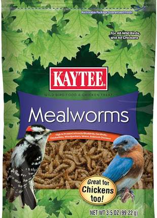 Kaytee Wild Bird Food Mealworms For Bluebirds, Wrens, Robins, Chickadees, Woodpeckers, Cardinals & Chickens, 3.5 Ounce