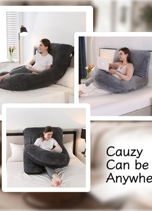 ALLOPERA Pregnancy Pillow, Full Body 57 Inch Maternity Pillow with Removable Washable Cover - Sleep Support for Legs, Back, Neck, Shoulder, HIPS, Belly for Pregnent Women, Black Grey Velvet Cover