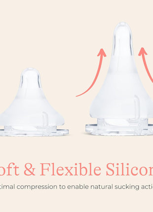 Lansinoh NaturalWave Baby Bottle Nipples, Extra Slow Flow, Size XS, 0+ Months, 4 Count 100% Soft, Durable Silicone, Made Without BPA BPS, Anti-Colic, Supports Baby's Developing Mouth and Teeth