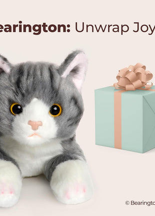 Bearington Lil' Socks Cat Stuffed Animal - 8" Realistic Cat Plush Toy - Soft Gray Striped Plush Cats with Lifelike Details for Kids, Toddlers, and Kitten Lovers - Adorable Gift for Kids