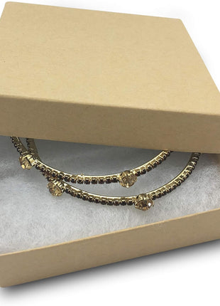 TheDisplayGuys - 100-Pack #33 Cotton Filled Cardboard Paper Jewelry Boxes Gift Case - Kraft Brown (3.5 inch x 3.5 inch x 1.0 inch) - for Shipping or Storage