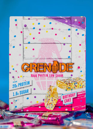 Grenade Carb Killa High Protein and Low Sugar Candy Bar, 12 x 60 g - Birthday Cake