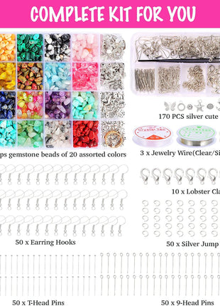 Xmada Jewelry Making Supplies Kit - 1587 PCS Beads, Crystal Beads, Jewelry Pliers, Beading Wire, Earring Hooks, Rings, Bracelets for Girls and Adults