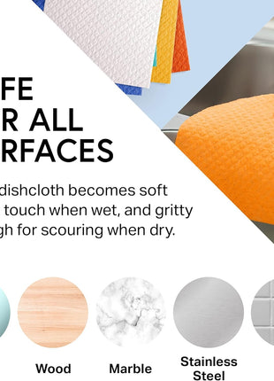 Swedish Wholesale Dishcloths, Cellulose Sponge Cloths ??Bulk 10 Pack of Eco Friendly, No Odor, Reusable Cleaning Cloths for Kitchen ??Absorbent Dish Cloth Hand Towel ??Assorted