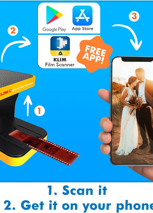 KLIM K2 Mobile Film Scanner 35mm - Free APP - Positive & Negative Converter, Slide & Photo Digitizer, 35mm Color Developing Kit Essential - Top Choice for Preserving Old Photos - Orange & Grey