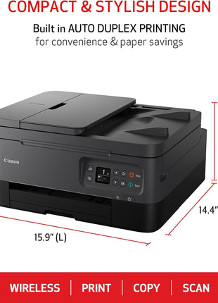 Canon PIXMA TR7020a All-in-One Wireless Color Inkjet Printer, with Duplex Printing, Mobile Printing, and Auto Document Feeder, Black, Works with Alexa
