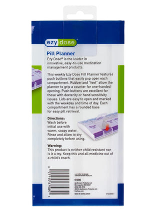Ezy Dose Weekly (7-Day) AM/PM Pill Organizer, X-Large Case, Blue/Purple | Daily Vitamin Box & Supplement Medicine Planner, 2 Times a Day Push Button Compartments, Portable & Travel-Friendly, BPA-Free