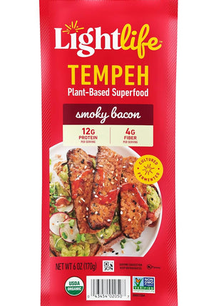 Lightlife Organic Tempeh Smoky Plant Based Bacon, 6 oz