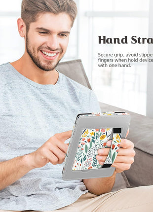 MoKo Case for 7 inch/6.8 inch Kindle Paperwhite(12th/11th Generation-2024/2021) and Kindle Colorsoft Signature Edition, Slim PU Shell Cover Case with Auto-Wake/Sleep for Kindle Paperwhite 2024, Flowers