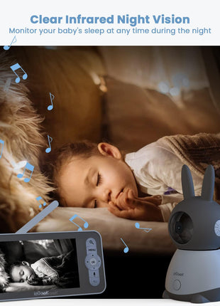 ieGeek 2K Split-Screen Baby Monitor, 5inch Audio Baby Monitor with 2 Cameras, WiFi Smartphone Video Dual Camera, Night Vision, Motion & Cry Detection, Two Way Talk Temper &Humidity Sensor