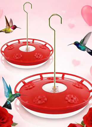 FEED GARDEN Hummingbird Feeders for Outdoors, 2 Pack 16oz Leak-Proof Disc Feeder with Built-in Ant Moat, 5 Feeding Ports, Wide Mouth Easy Clean, BPA-Free Plastic for Garden Patio Backyard