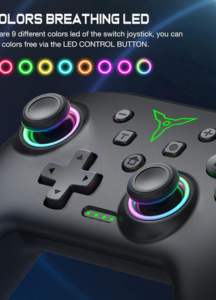 Switch Controller, Wireless Switch Controller Compatible with Switch Controller/Swicth 2/Switch Lite/OLED, Wireless Switch Controllers Work with iOS/Android/PC with RGB Light, Programmable, TURBO & Wakeup