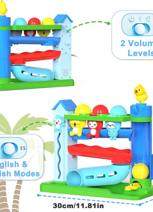 Ussybaby Hammer Toddler Musical Toys, Light-Up Baby Musical Toy for 1-2 Year Old Boys & Girls,STEM Educational Toy with English & Spanish, for Ages 6-9,9-12,12-18,18-24+ Months