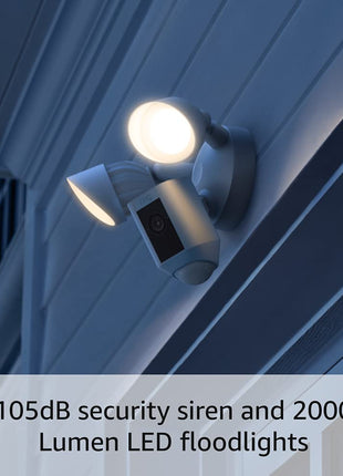 Ring Floodlight Cam Wired Plus, Outdoor home or business security with motion-activated 1080p HD video and floodlights, White