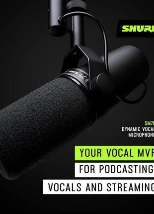 Shure SM7B Microphone   Vocal Dynamic Studio Mic for Broadcast, Podcast, Recording, Gaming & Streaming, xLR, Rugged Construction, Detachable Windscreen, Smooth Sound, Warm Vocals, Wide Range Frequency