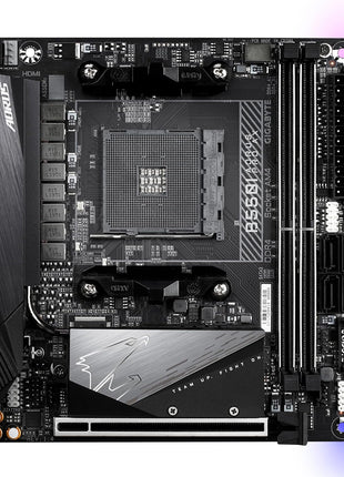 GIGABYTE B550I AORUS PRO AX AMD AM4 ITX Motherboard, Supports Ryzen 5000/4000/3000 Series, DDR4, 6+2 Power Phase, 2X M.2, PCIe 4.0, USB-C, WiFi 6, 2.5 GbE LAN, Q-Flash Plus, WiFi EZ-Plug, RGB Fusion