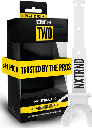 Nxtrnd Two Football Mouth Guard, Football Mouthpiece with Strap, Fits Adult & Youth (White)