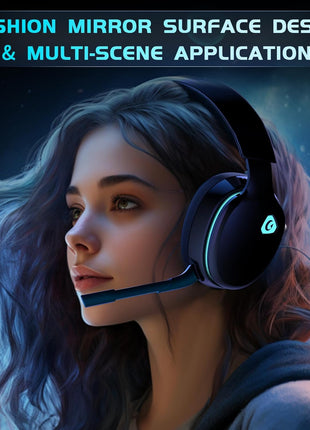 2.4GHz Wireless Gaming Headset for PS5, PS4 Fortnite & Call of Duty/FPS Gamers, PC, Nintendo Switch, Bluetooth 5.3 Gaming Headphones with Noise Canceling Mic, Stereo Sound, 40+Hr Battery -White