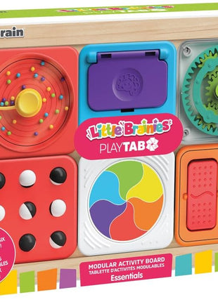 Fat Brain Toys PlayTab Essentials, Modular Sensory Activity Board, Busy Board for Toddlers and Babies Ages 12 Months+ | Busy board with swappable sensory tiles. Fine motor skills, sensory learning, cause-and-effect. Babies, toddlers, 12 months+.