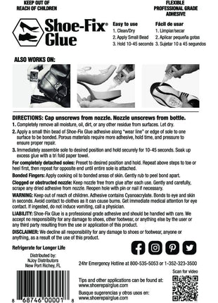 Shoe-Fix Glue Professional Grade Repair Adhesive for All Footwear Instant Bond, Clear Drying, Flexible, & Durable for Heels, Sandals, Boots, Athletic Shoes, & More (20g Tube)