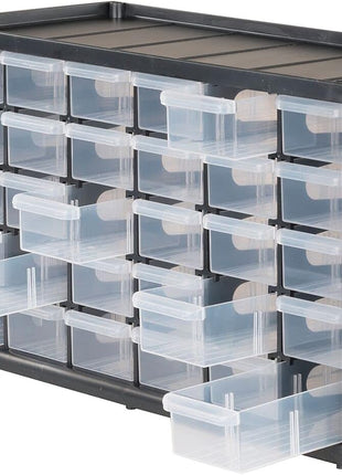 CRAFTSMAN Storage Organizer, 30 Small Drawer Modular Storage System, Easily Stackable (CMST40730), Plastic, Black, White