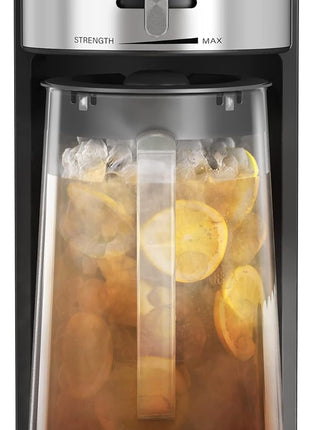 wirsh Iced Tea Maker with 3QT Pitcher, Iced Coffee Maker with Strength Control and Reusable Filter, Perfect For Iced Coffee, Latte, Tea, Lemonade, Flavored Water, Black