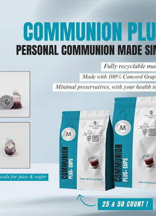 Travel Pack - Pre-Filled Communion Plus Cup - Bag of 50 with Wafer and 100% Concord Grape Juice
