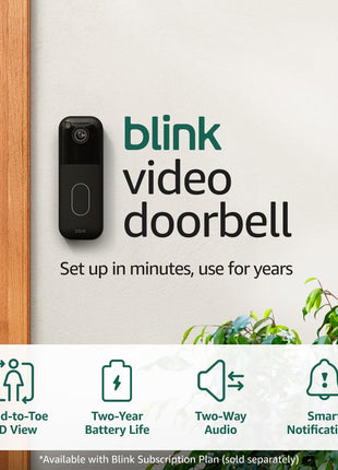 Blink Video Doorbell – Head-to-toe HD view, two-year battery life, and simple setup. Sync Module Core included – System (Black)
