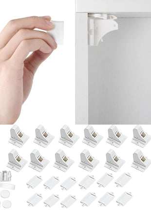 Vmaisi Adhesive Magnetic Cabinet Locks (12 Locks and 2 Keys) | Keeps dangerous things away from kids
