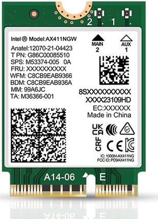 Intel AX411 IEEE 802.11ax Bluetooth 5.3 Tri Band Wi-Fi/Bluetooth Combo Adapter
