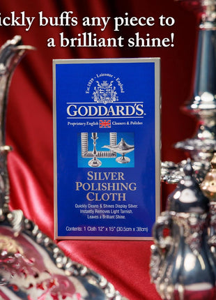 Goddard's Silver Polishing Cloth for Jewelry, Remove Tarnish on Plated or Sterling Silver, Gold, Antiques, and Leaves Tarnish Protection, 1 Cloth