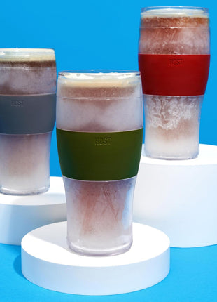 Host Freeze Beer Glasses, Freezable Beer Gifts for Men, Double Wall Insulated Pint Set, Tumbler for Cold Drinks, 16, Set of 2, Gray