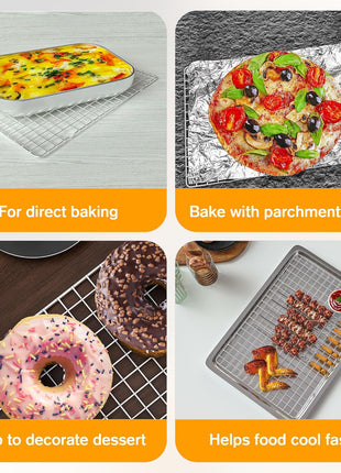 2PCS Cooling Racks for Cooking and Baking - 10" x 15"Heavy Duty Stainless Steel Wire Rack for Baking, Grilling, Roasting - Oven & Dishwasher Safe - Fits Jelly Roll Sheet Pan-Silver